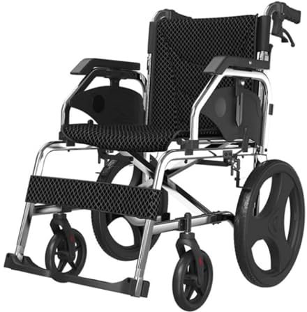 sjdoPulse Carrozzine Carrozzina Manuale Leggera Carrozzina da Viaggio in Lega di Alluminio Carrozzina da Trasporto con Freni A Mano E Sedile Ergonomico Leggera
