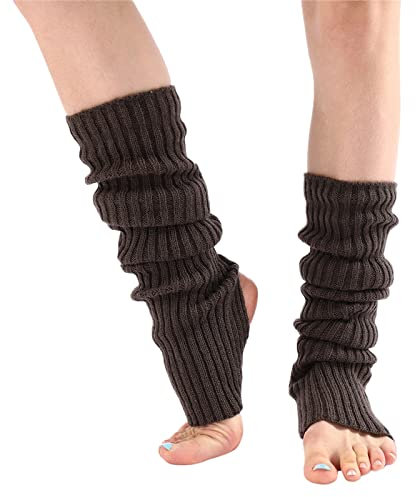 Stulpen Damen Mädchen Ballettstulpen mit Fersenloch, Gestrickt Beinwärmer Stulpen Ballett Damen Ballett Stulpen Winter Warme Beinstulpen Legwarmers Knöchelwärmer für Frauen (Dunkelgrau, Einheitsgröße)