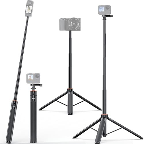 CERFFOOL 140 cm Allungabile Selfie Stick Treppiede per GoPro 13 12 11 DJI Action 5 Pro 4 Insta 360 X4 3 Portatile Vlog Treppiede Estensione Monopiede Tripod Action Camera Accessori