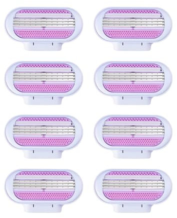 PYA 8 Stück Ersatzklingen Damenrasierer,Rasierklingen Damen,3 Von Schutzkissen Umgebene Klingen,Die Sich Der Körperkontur Anpassen,Kompatibel mit venus