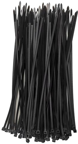 HAN-LBG 100 Stück Kabelbinder UV-beständig Wetterfest 300 mm x 4,8 mm | Nylon Kabelbinder Schwarz mit 22 kg Belastbarkeit für Außenbereich, Haushalt, Büro, Kabelmanagement, Zaunreparaturen