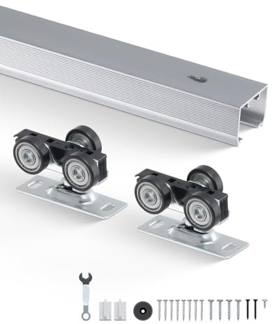 VEVOR Sliding Pocket Door Hardware Track Kit,5.73ft Heavy Duty Pocket Door Hardware Kit, Commercial Grade Pocket Door Hardware and Track Set for 24-36 Wide Single Door, Smoothly and Easy to Install