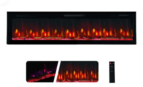 Chimenea Eléctrica Weka Fireplace 68E WiFi - Montaje en Pared y Empotrado, Potencia de 750 W/1500 W, 13 Colores de Fondo, Efectos de Llama Ajustables, Protección de Sobrecalentamiento (173 cm)
