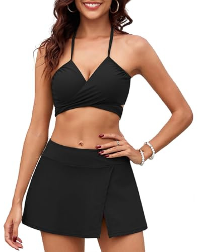 Maillot de Bain Femme 2 Pièces Ensemble Bikini Taille Haute Short de Bain & Push Up Bikini Col V Short de Bain Beachwear Beachwear Été