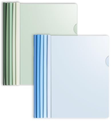 Lot de 10 A4 couverture de rapport, chemises à glissière, couvertures de reliure en plastique, chemises de classement, couvertures de rapport A4 avec clip, vert et bleu