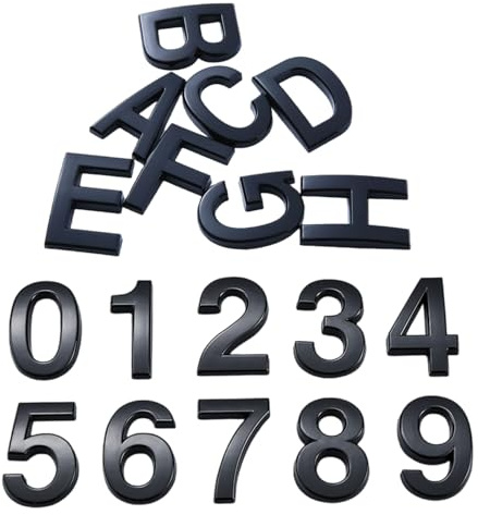 NewL Individuelle galvanisierte Kunststoff-Buchstaben Mattschwarz, 5cm | Witterungsbeständig & rostfrei, mit starkem Klebeband, für Auto, Briefkasten, Haus, Hotel, Türaufkleber, Emblem, Namensschild