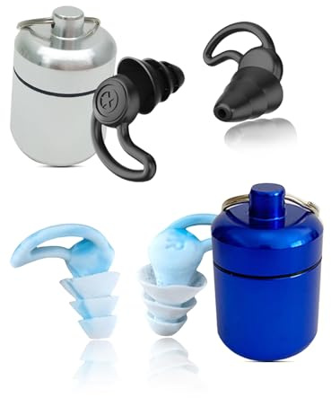 GWAWG 4 Pairs Ear Plugs with 2 Pcs Aluminium Container for Noise Cancelling, Sleeping, Soft Silicone Ear Protection, Earplugs for Sleeping, Snoring, Work, Travel, Studying