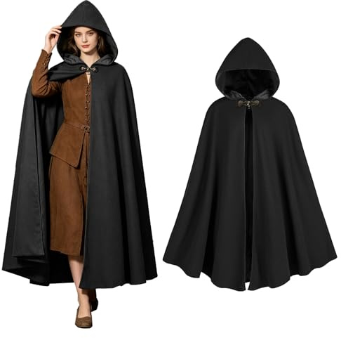 rumnigh Medeltida kappa med huva sammet karneval fest halloween cape kostym vuxen unisex kvinnor män