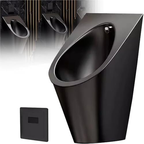 Lbxlhr Orinal De Lavado,Orinal De Baño Público,Inodoro De Acero Inoxidable 304,Inodoro Vertical Pequeño,Inodoro Público con Descarga De Sensor Inteligente(Black)