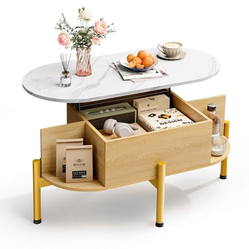 Pamapic lyft topp kaffebord, soffbord med stor förvaring, 100 x 50 x 57,5 cm