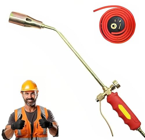 TUPOSTAR Nouveau Kit De DéSherbage Au Chalumeau à Propane, Chalumeau Lance-Flammes Robuste, avec GâChette Turbo Et Tuyau, pour DéSherbage, Toitures, Asphalte, Glace Et Neige,50mm,Double Switch