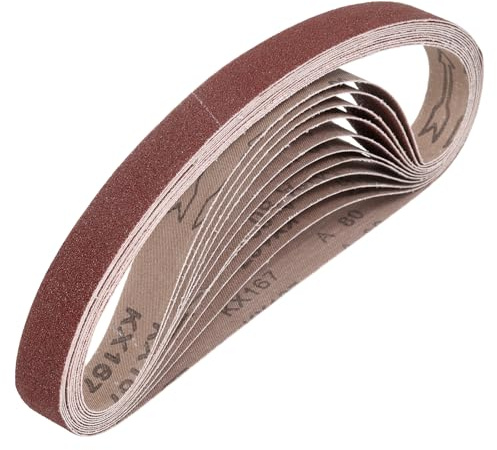 QUARKZMAN 25mm x 762mm Nastri Abrasivi, 10Pz 80 Grana Carta Vetrata per Levigatrice Ossido di Allumina Per Lavorazione Legno, Lucidatura Metalli, Affilatura Coltelli