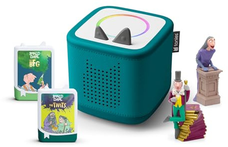 tonies Toniebox 2 Bundle Incl. 4 Tonies: Roald Dahl The Twits, The BFG, Charlie and the Chocolate Factory, The Witches, Tropical Teal