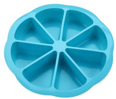 Silicone Baking Moulds,8 Portion Triangle Pizza Slice Cake Pan Mould, Non-Stick, for Pizza Brownies Muffins(Blue)