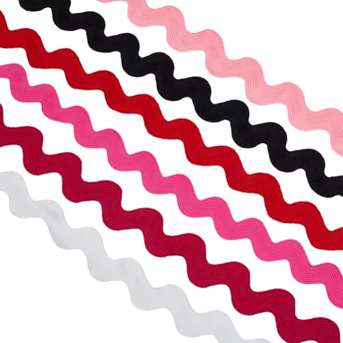 GORGECRAFT Cinta de Flecos Ondulados de 6mm Y 20-34 Yardas Tejido Trenzado En Zigzag para Coser Diademas Manualidades Bodas Fiestas Y Decoración Navideña.