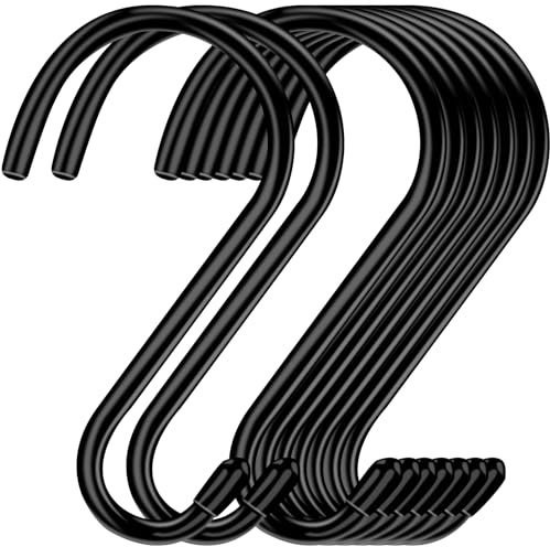 Kinmsito 12 Stück S-Haken, Metallhaken, Schwarz, 14.5 cm