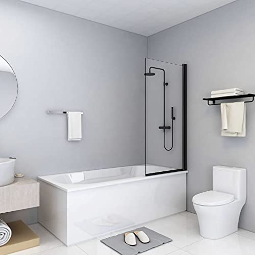 Cabine de douche en verre ESG 68 x 130 cm Noir Barre de douche pour zones ouvertes de marche