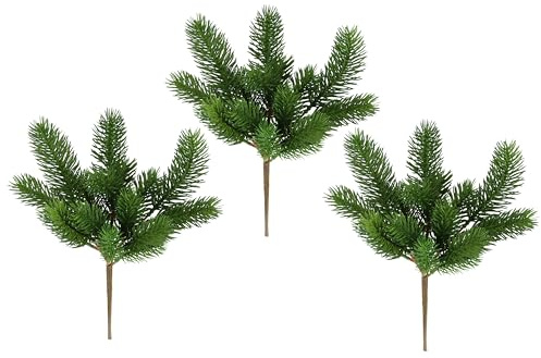 Konstgjord gran, 27 cm, set om 3, konst, stav, dekorativ gren, grangrön, gran, dekoration, tillbehör, krans, krans, adventskrans, juldekoration, handtag, konstgjord gren, konstgjord blomma, AST barrar