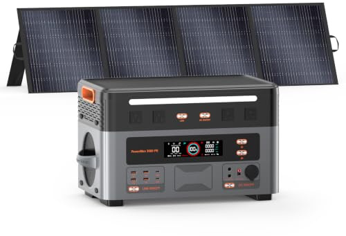 3600W Estación de Energía Portátil PowerMax 3600PE con 1 Panel 200W, Generador Solar 2016Wh, Batería LiFePO4, Carga Rápida 80% en 45min, APP, Power Station para Camping/Caravana/Emergencias