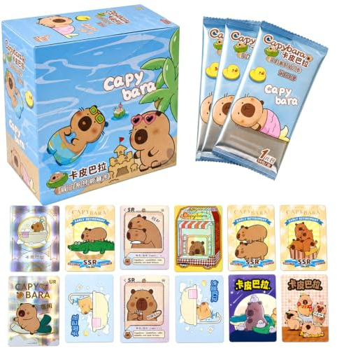 Capybara Trading Cards Anime Cards Collectable Card Pack Anime Games Pack Trading Card Booster Box Anime Games Birthday Gift for Children 30Packs 90pcs