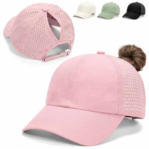 Kanzith Casquette Queue de Cheval Haute Femme, Running Été Respirante | Casquette Baseball Sport Respirante à Séchage Rapide, Casquette Réglable pour Running et Activités Extérieures