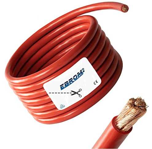 EBROM Batteriekabel ROT 35 mm² 99,9% OFC Kupfer flexibel 35 mm2 Meterware | PLUS Kabel, Stromkabel 12V, 24V, 48V - H07V-K Aderleitung, Batterie, Solar (Anzahl/Stück im Warenkorb = Kabel in einer Länge)