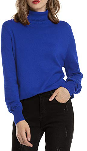Woolen Bloom Pull Femme Col Roulé Côtelé Tricot Hauts sous Pull Manches Longues Chandail Dame Hiver Chaud Mode