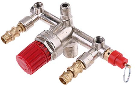 Double Outlet Tube Air Pressure Regulator Valve Alloy Air Compressor Switch Fitting Parts