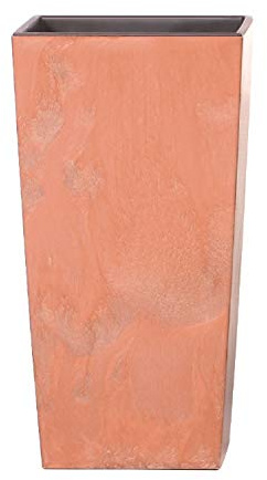 Maceta Alta 26,6 L Prosperplast Urbi Square Effect de plástico con depósito en Color Terracota, 50 (Alto) x 26,5 (Ancho) x 26,5 (Profundo) cms