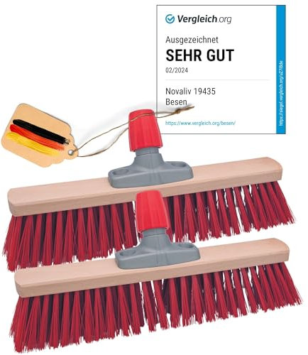 Novaliv 2 escobas de calle para barrer, 40 cm, escoba sin mango, elaston, rojo, industrial, escoba de jardín, escoba de taller, escoba exterior