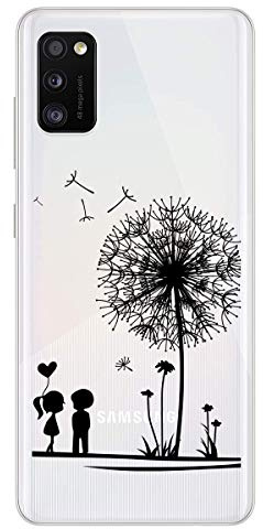 HopMore kompatibel mit Samsung Galaxy A41 Hülle Transparent Silikon mit Muster Schutzhülle Durchsichtig Crystal Handyhüllen Dünn Silikonhülle Clear Soft Hülle für Samsung A41 Case Cover - Löwenzahn