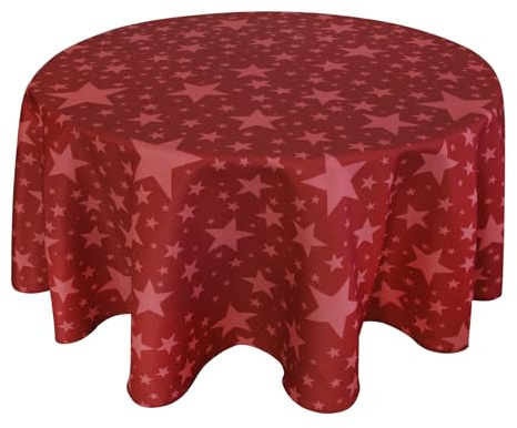 Valia Home Tischdecke mit Teflonbeschichtung für Innen- & Außenbereich Wasser- & Schmutzabweisend Dank verlässlichem Lotuseffekt - Weihnachten rund 140 cm