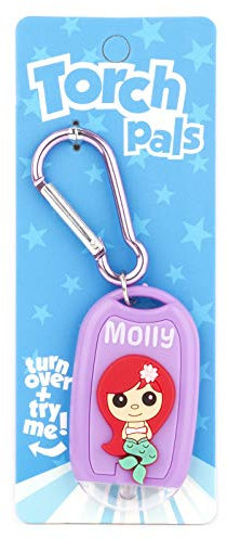 Stands Out, Supplying Outstanding Gifts Molly Name Mermaid Girls Purple Novelty Personalised Mini LED Toy Torch Carabiner Clip