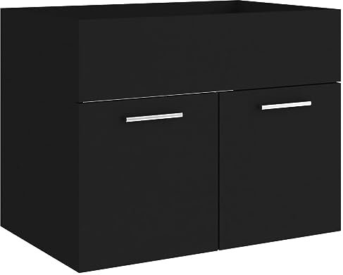 vidaXL Armario para Lavabo Lavamanos Inodoro Aseo Muebles Mobiliario Almacenamiento Estante Robusto Estable Madera Contrachapada Negro 60x38,5x46 cm