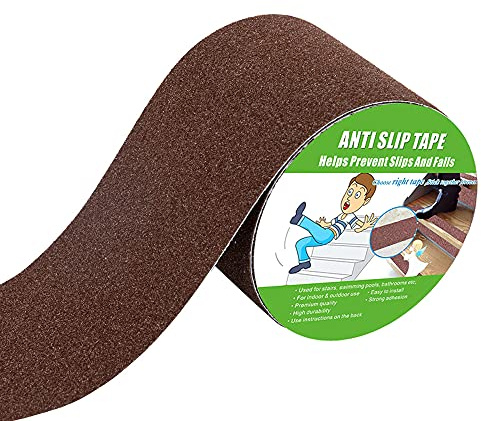 Yorwe Anti Slip Tape, High Traction, Strong Grip Abrasive, Not Easy Leaving Adhesive Residue, Indoor & Outdoor (100MM Width x 5M Long, Brown)