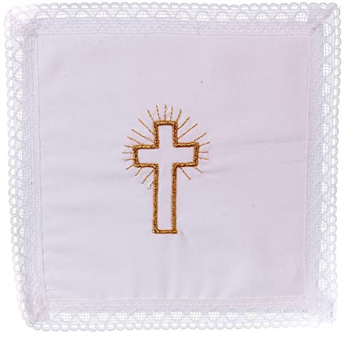 Holyart Palla copricalice Croce dorata su Tessuto 100% Cotone
