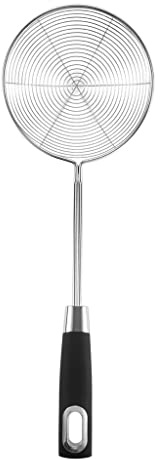 Royal Cuisine Stainless Steel Wire Spider Skimmer fine mesh Spiral Strainer for Chicken/Pasta Heat Resistant Handle Kitchen Cooking Utensils (40x13.4)