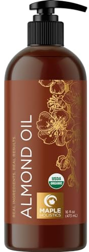 USDA Organic Sweet Almond Oil - Pure Cold Pressed Organic Almond Oil for Skin Hair and Nails - Moisturizing Organic Body Oil for Women and Men plus Carrier Oil for Essential Oils Mixing 16oz