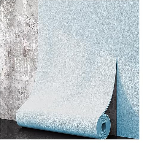 SOVORM Papier Peint en Mousse Auto-adhésif 10M, Effet Texture Lin, Papier Peint Simple Et Moderne pour La Décoration De La Maison Et La Rénovation De Meubles, Doux Et Anti-Collision (Color : Blue)
