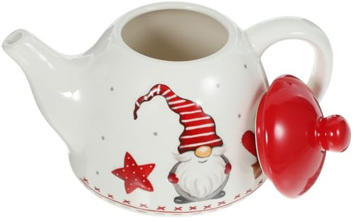 Gadpiparty Christmas Teapots Ceramic, Teapot Festive Home Decor for Tea Lovers Elegant Xmas Kettle Smooth Finish for Holiday Gatherings and Parties