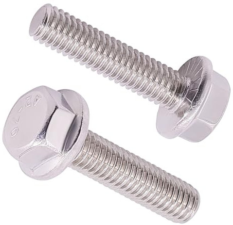 3/8-16 x 1-1/4 (8 pezzi) viti a testa esagonale flangiata, bulloni a testa esagonale flangiata standard ASME, acciaio inossidabile 304 18-8, filettatura completa, filettatura grossa UNC