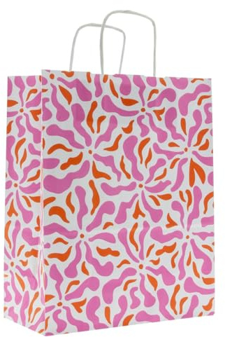 50x Papiertüten Blume A4 - Papiertragetaschen - 12 x 25 x 31 cm - Rot;Rosa - 50 stück