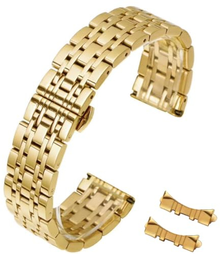 HEYOZURY Edelstahl Uhrenarmbänder Metall uhrarmband mit Geraden und Gebogenen Ende 12mm 14mm 16mm 18mm 19mm 20mm 21mm 22mm Metal Ersatzband Armbänder Edelstahlarmband für Uhr für Herren/Damen