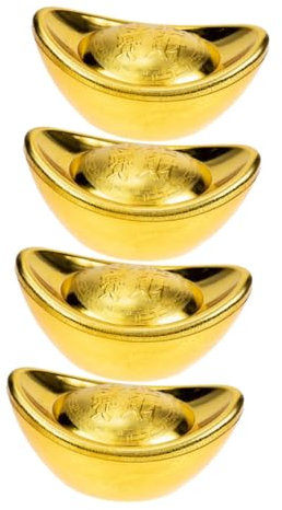 Warmhm 4stücke Chinesische Bonbonschachtel Schatz Dekor Barren Tischdekor Yuanbao Form Schreibtisch Dekoration Innenbereich