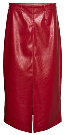 VERO MODA Vmcamilla Coated Midi Skirt Falda, Salsa, S Mujeres