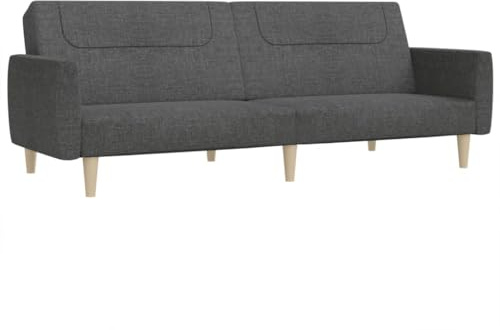 vidaXL Schlafsofa 2-Sitzer, Sofa mit Holzrahmen, Schlafcouch für Wohnzimmer Heimkino Büro, Couch Sofabett Tagesbett Gästebett, Dunkelgrau Stoff