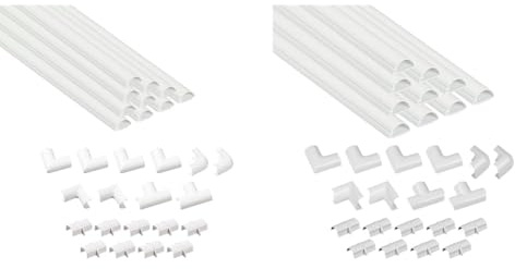 D-Line 20x10mm Kabelkanal zur Kabelführung & Mini Kabelkanal zur Kabelführung, Kabelleiste - 30x15mm - 10 x 40cm Länge (4 Meter) - Weiß