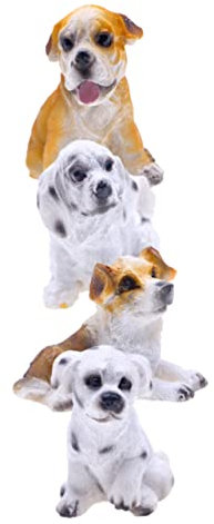 KONTONTY 4pcs Miniature Dog Figurines Silver Puppy Ornaments for Dollhouse Decor