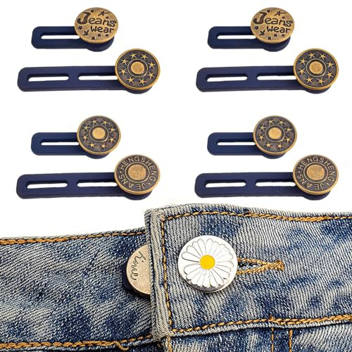 Dinghaole Hosenbunderweiterung, 8 verstellbare Metall-Verlängerungsknöpfe für Jeans, Umstandshosen, Röcke - geeignet für Männer und Frauen