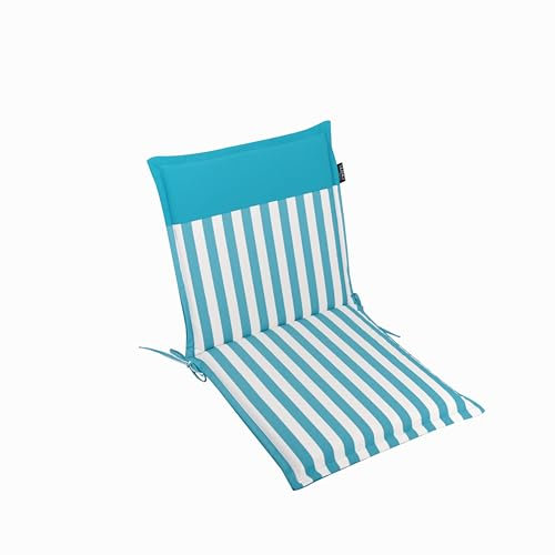 LILENO HOME Cuscino per sedia da giardino [set da 1 – schienale basso] a strisce Aqua – Uni Aqua – Comodo cuscino per sedie da giardino – Cuscino per sedie da giardino Malt